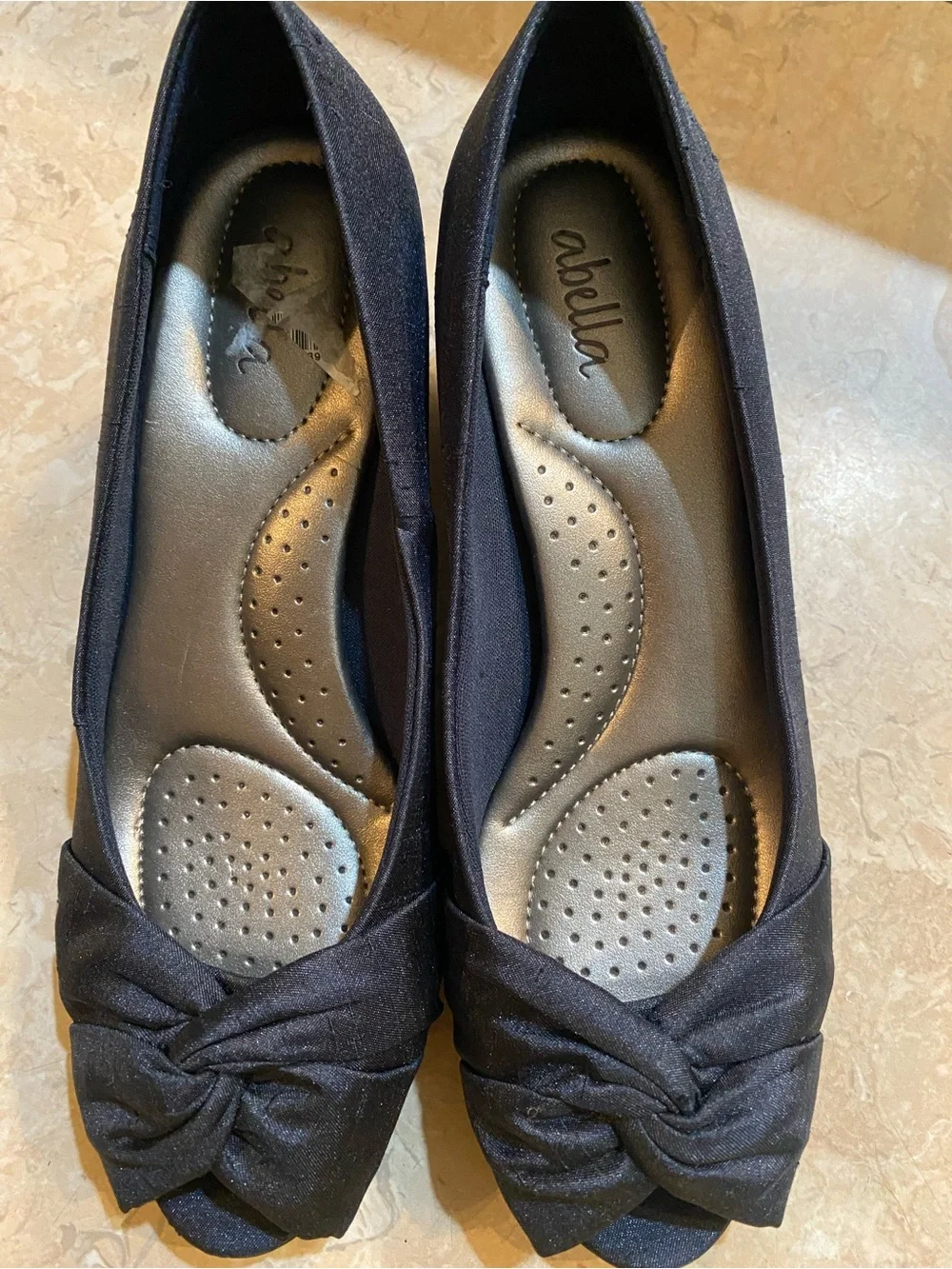 Abella Blue  Knotted Peep-Toe small heels With Cushioned Insole